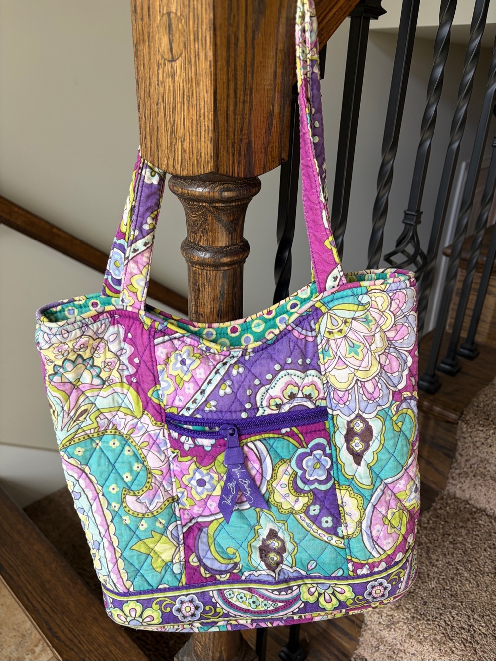 Vera Bradley plum petals tote bag quilted floral purple shoulder bag